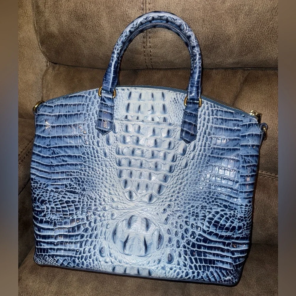 Brahmin Blue Crocodile Embossed Satchel - Picture 6 of 8